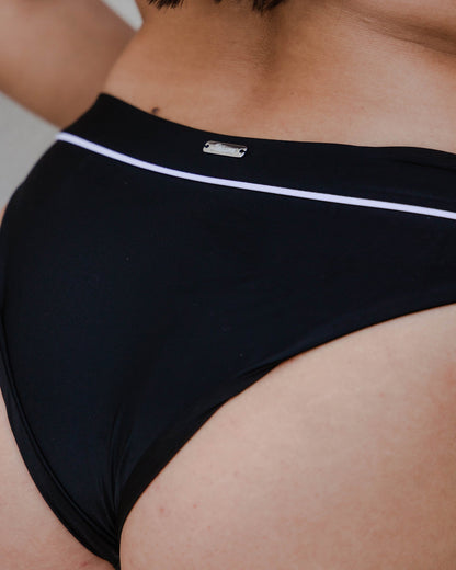Women's Black & White Coastline Bikini Bottom