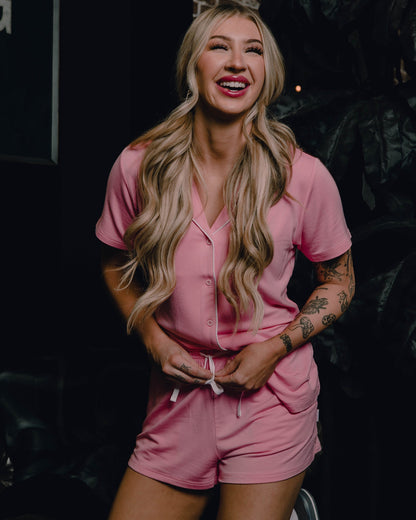Women's Button Up Pajama Top - Pink