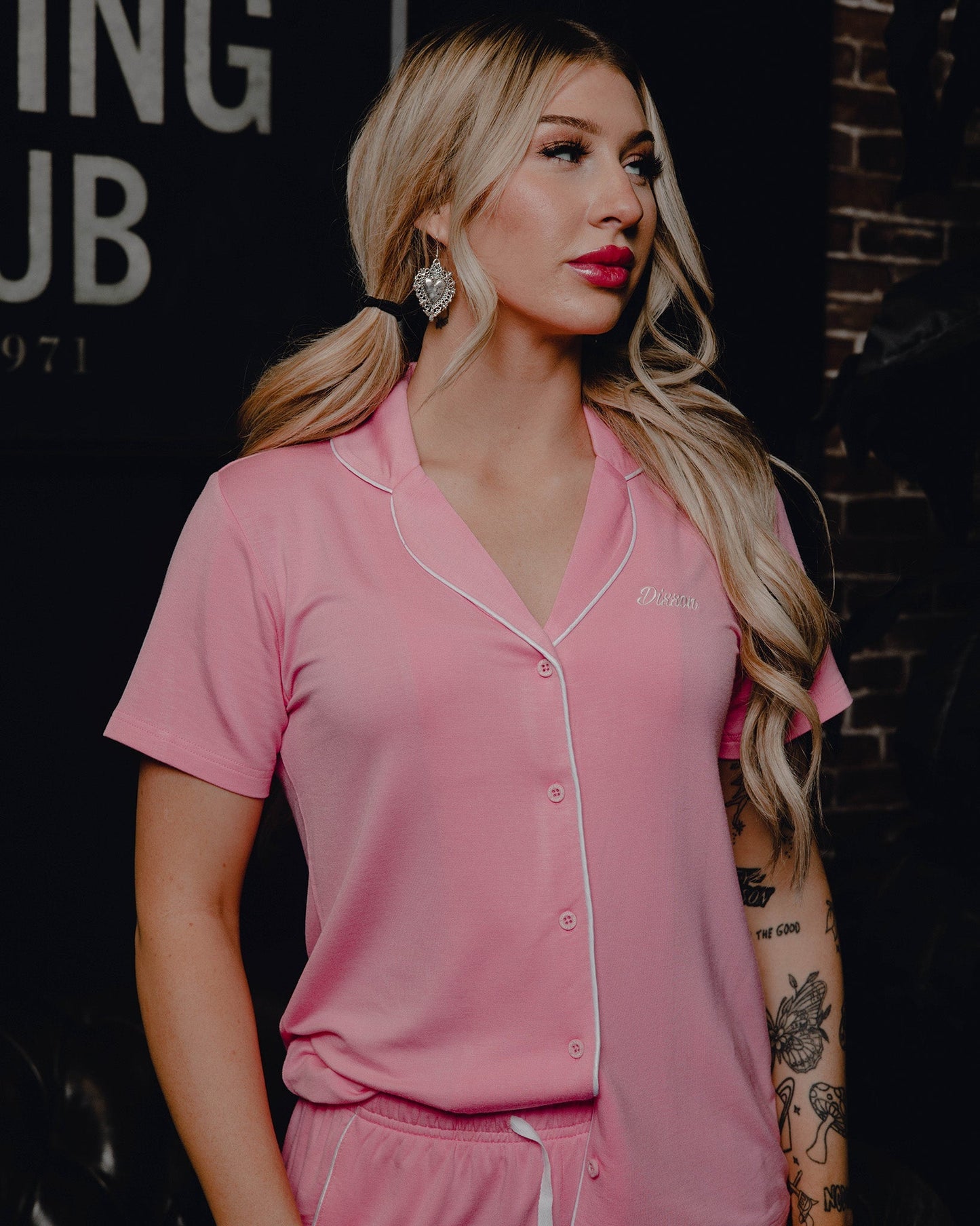 Women's Button Up Pajama Top - Pink