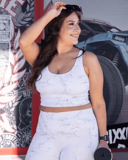Women's Classic Crop Top - White Marble
