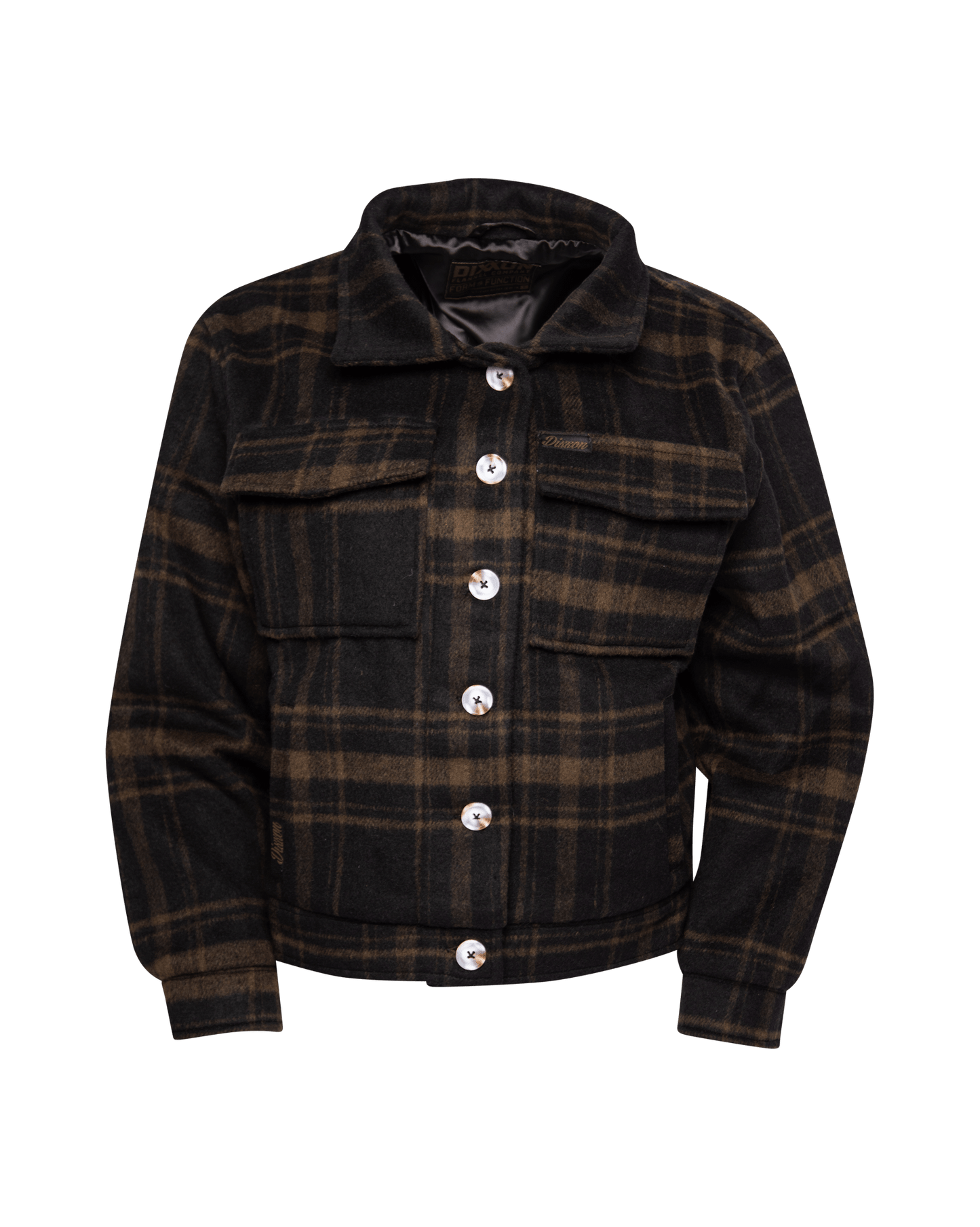 Women's Cropped Shacket - Brown & Black