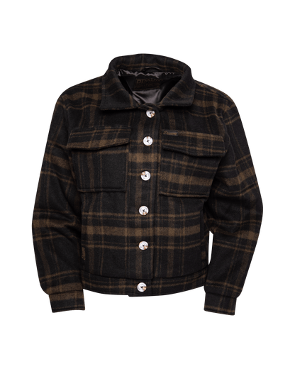 Women's Cropped Shacket - Brown & Black