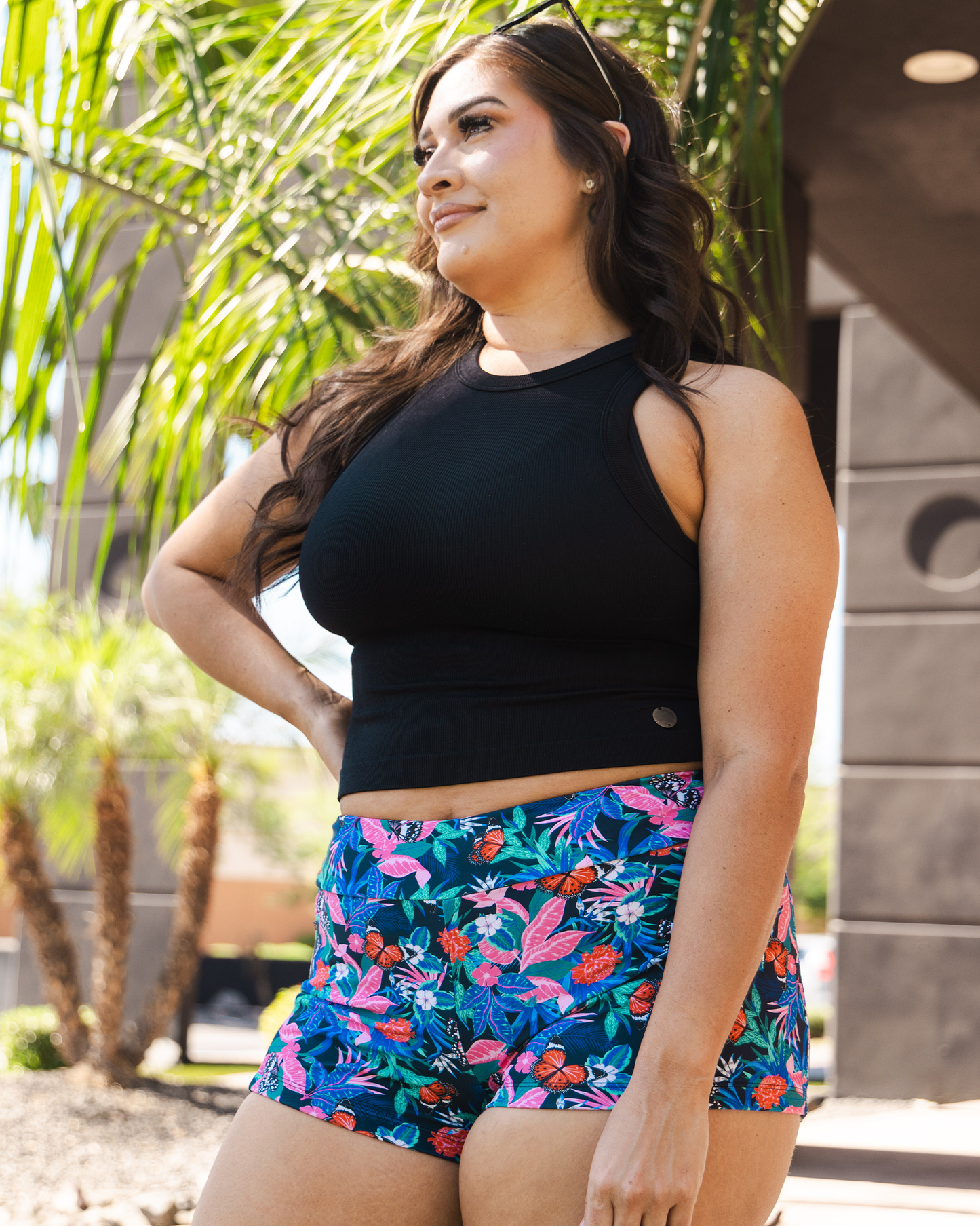 Women's Crossover Swim Shorts - Floral