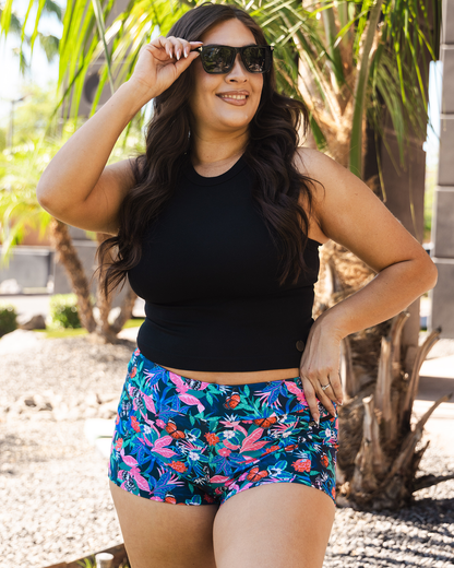 Women's Crossover Swim Shorts - Floral
