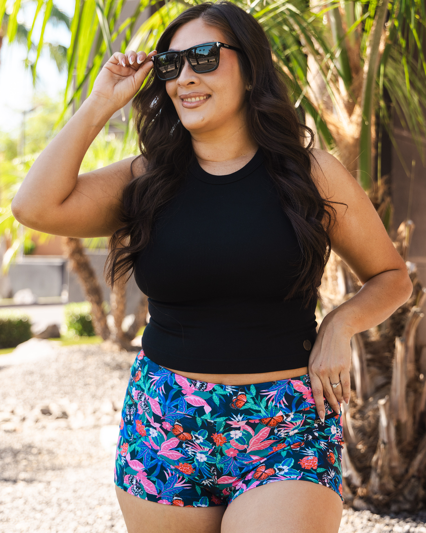Women's Crossover Swim Shorts - Floral