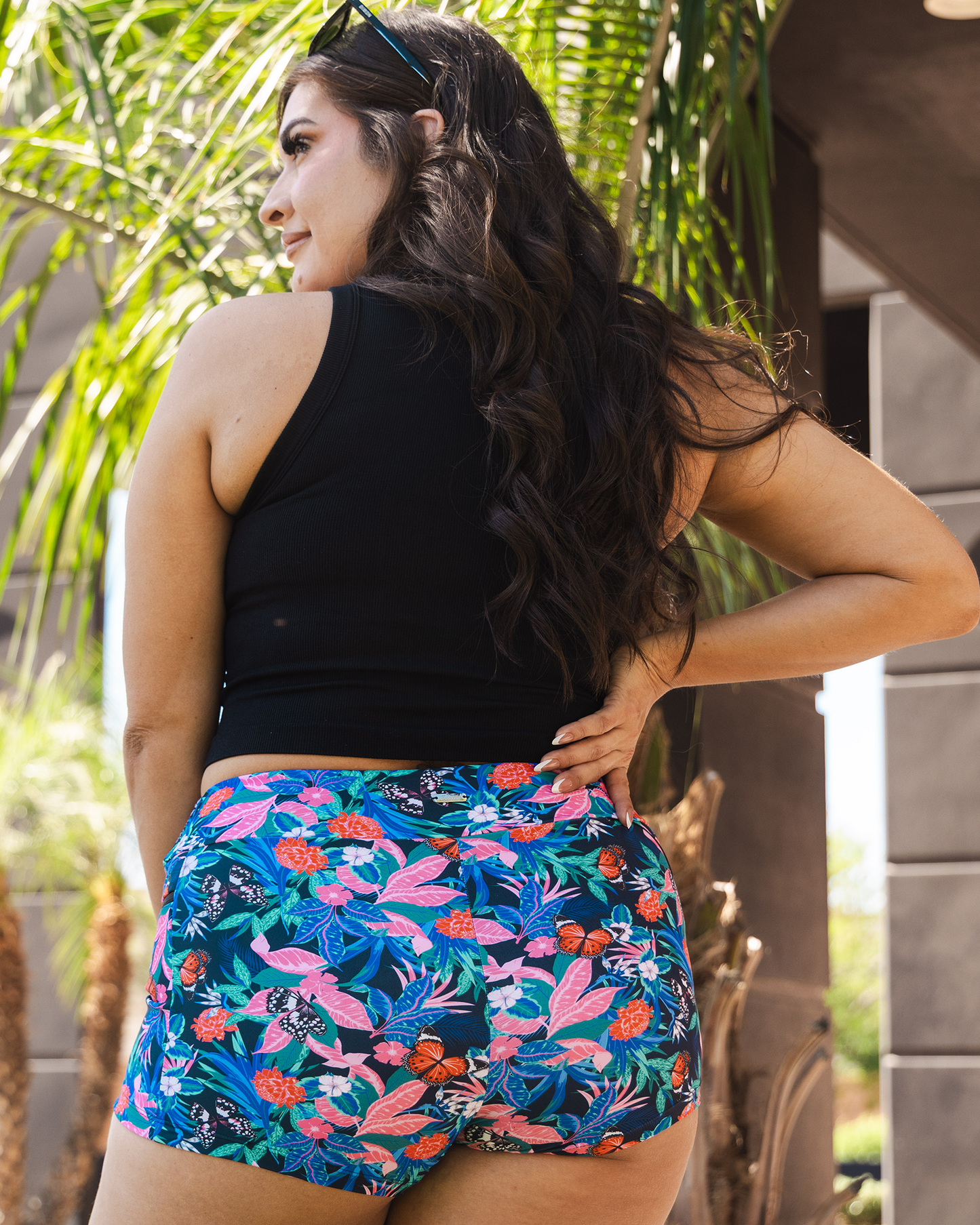 Women's Crossover Swim Shorts - Floral