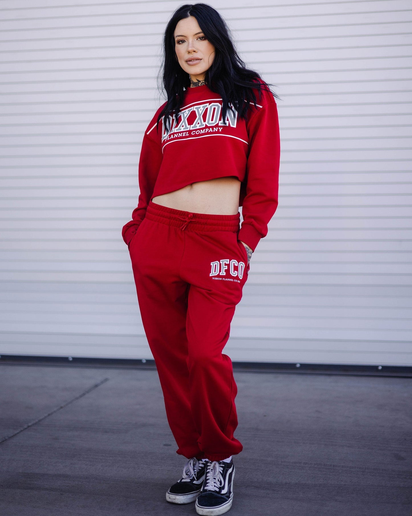 Women's DFCO Cropped Crewneck Sweatshirt - Red