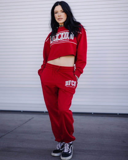 Women's DFCO Cropped Crewneck Sweatshirt - Red