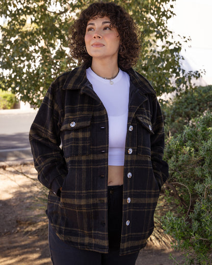 Women's Long Shacket - Brown & Black