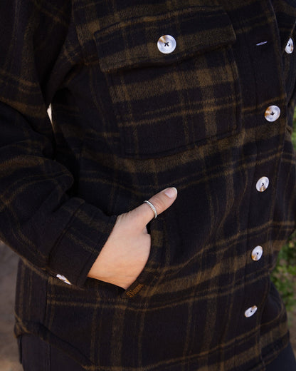 Women's Long Shacket - Brown & Black
