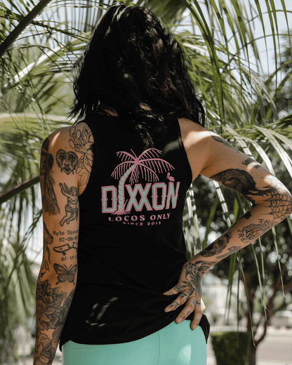 Women's Pink Locos Flowy Tank - Black