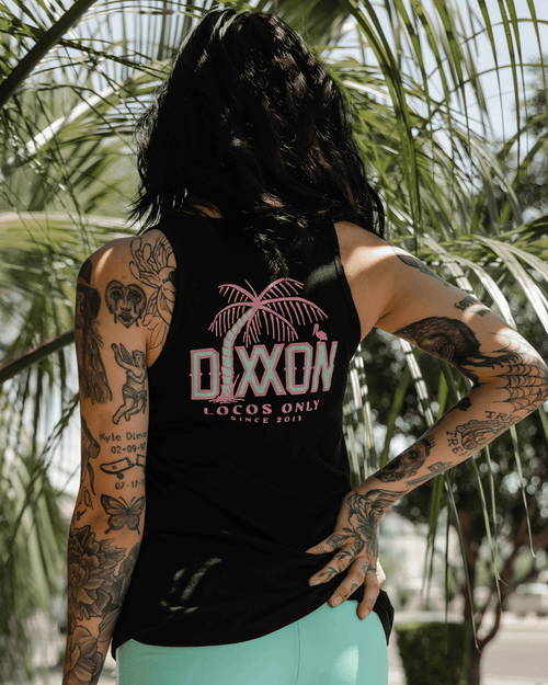 Women's Pink Locos Flowy Tank - Black