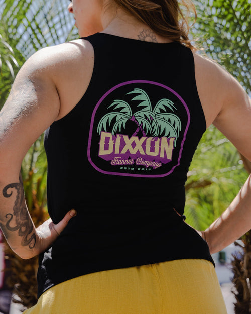Women's Pink Low Hanging Flowy Tank - Black