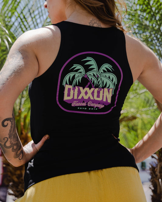 Women's Pink Low Hanging Flowy Tank - Black