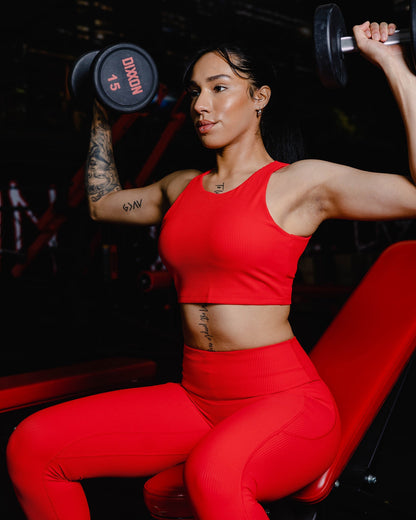 Women's Ribbed Crop Top - Red