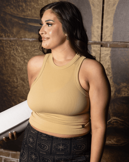 Women's Ribbed Tank - Tan - One Size