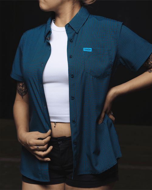 Women's Simple Mind Party Shirt - Black & Cyan