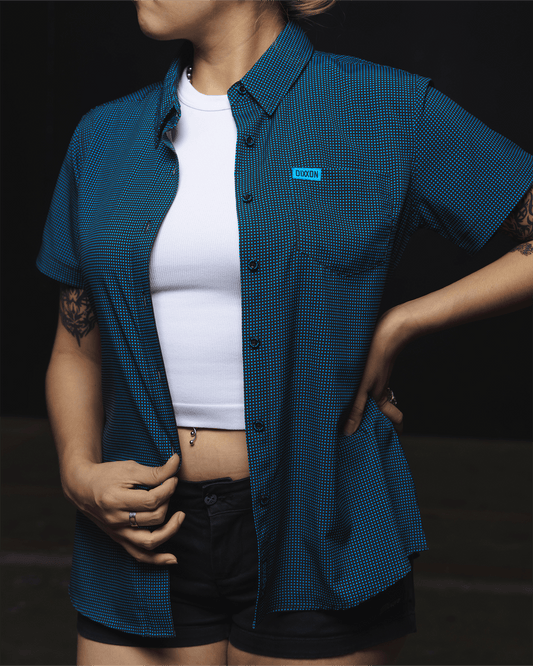 Women's Simple Mind Party Shirt - Black & Cyan