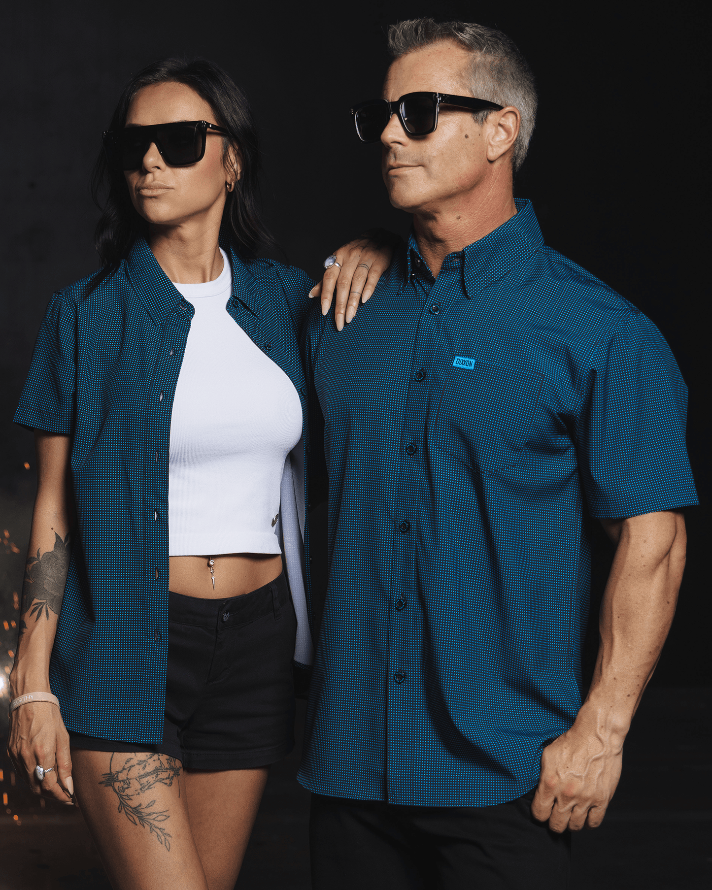 Women's Simple Mind Party Shirt - Black & Cyan