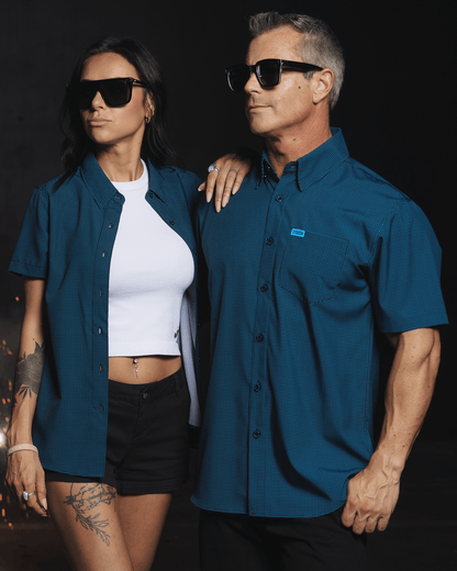 Women's Simple Mind Party Shirt - Black & Cyan
