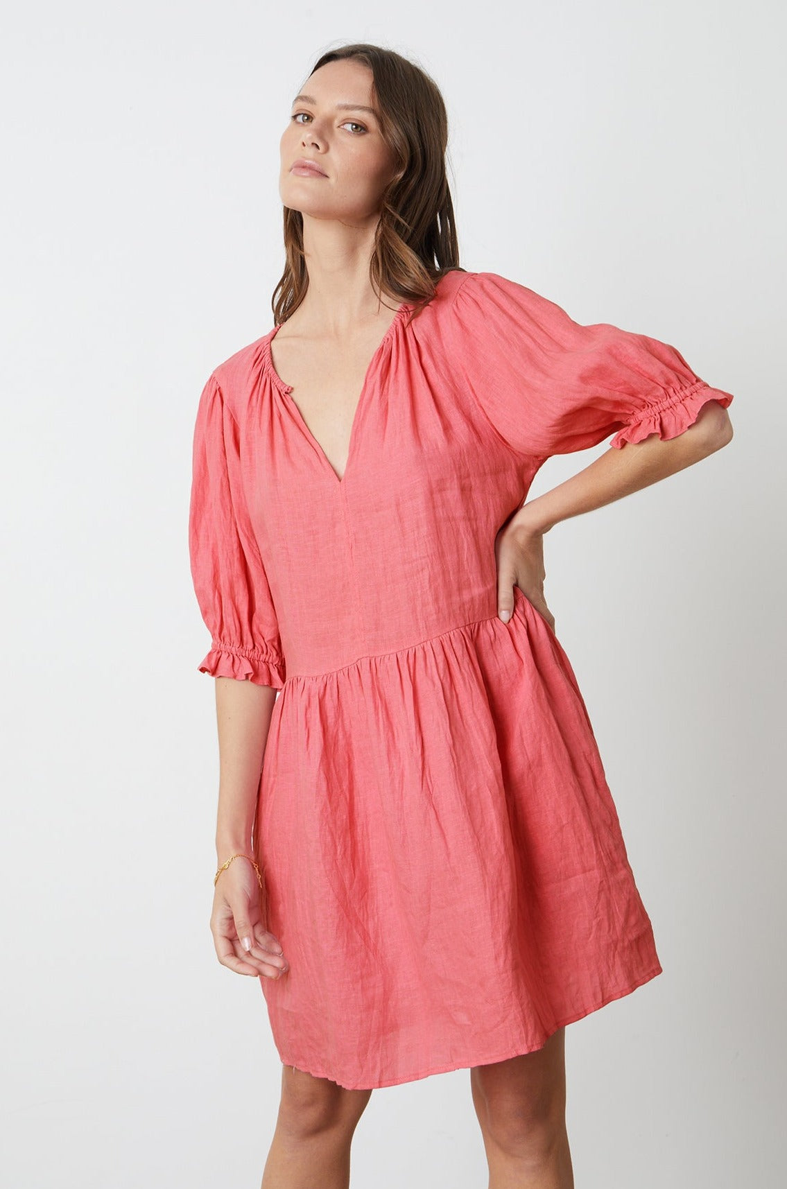 KAILANI LINEN PUFF SLEEVE DRESS