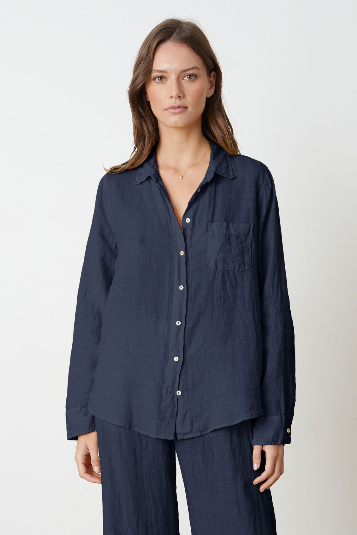NATALIA LINEN BUTTON-UP SHIRT