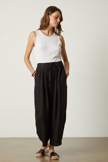 HANNAH LINEN WIDE LEG PANT