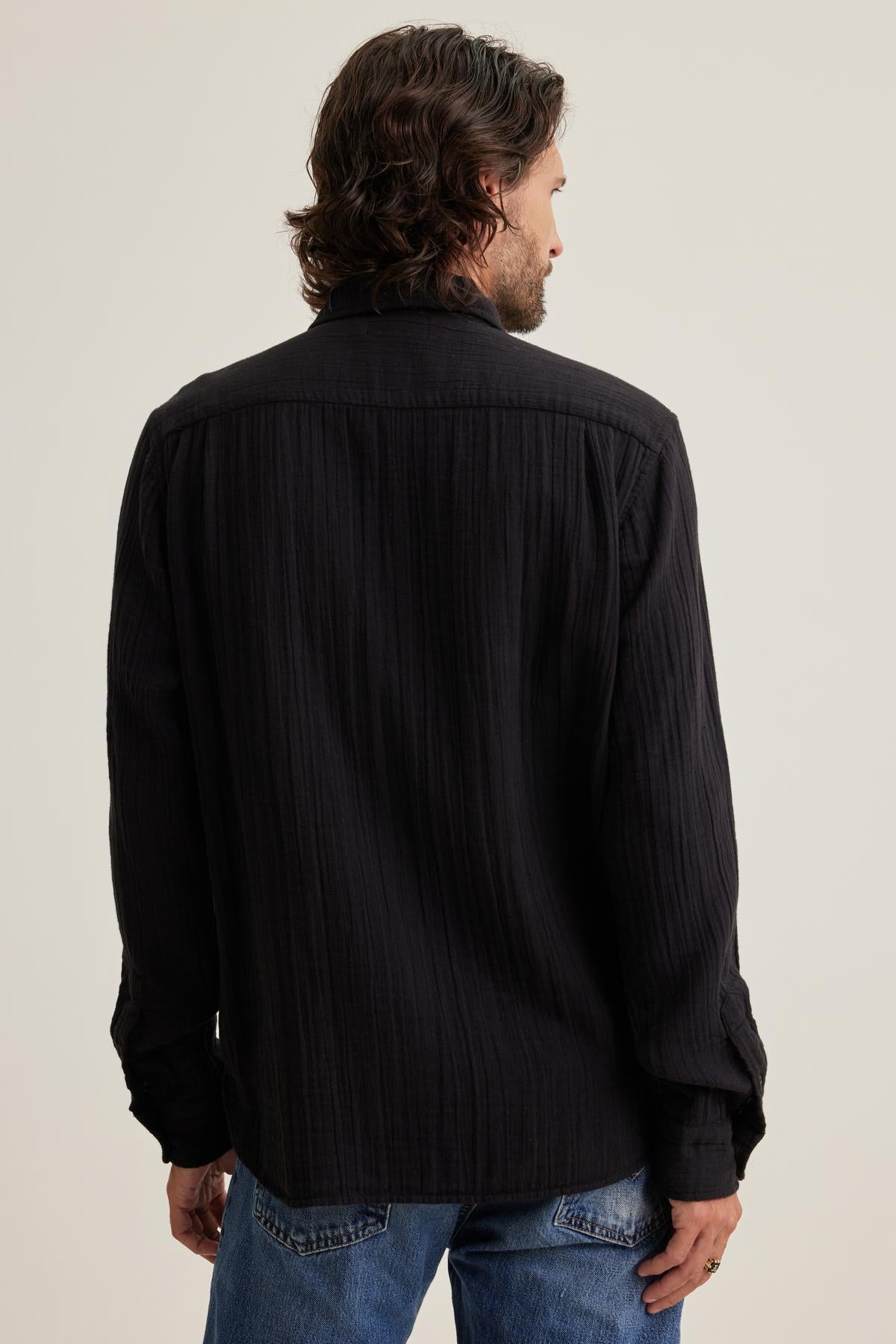 ELTON COTTON GAUZE BUTTON-UP SHIRT
