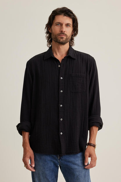 ELTON COTTON GAUZE BUTTON-UP SHIRT