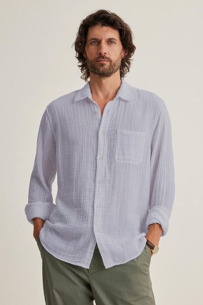 ELTON COTTON GAUZE BUTTON-UP SHIRT