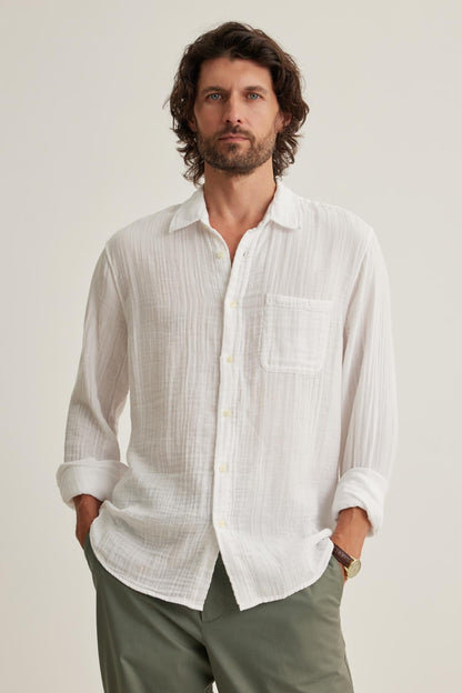 ELTON COTTON GAUZE BUTTON-UP SHIRT