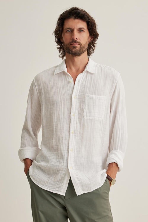 ELTON COTTON GAUZE BUTTON-UP SHIRT