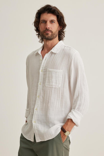 ELTON COTTON GAUZE BUTTON-UP SHIRT